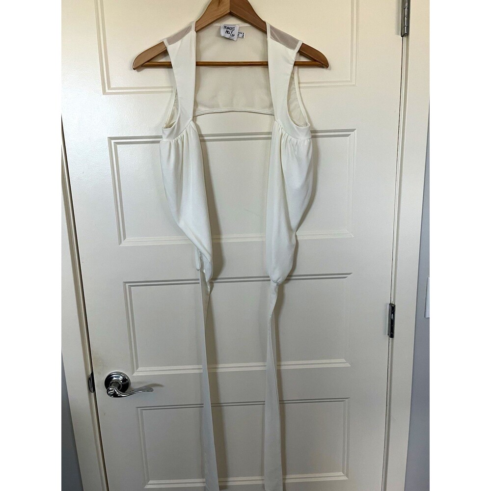 Princess Polly White Solid Sheer Mesh Ruffle Sleeveless Top Women's 12